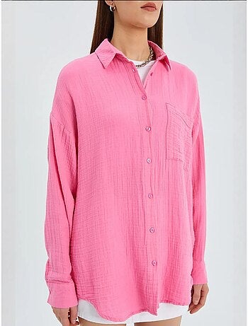 Chemise boutonnée en coton texturé avec poche mixray