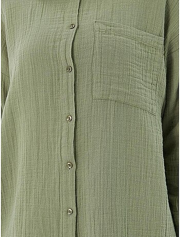 Chemise boutonnée en coton texturé avec poche mixray