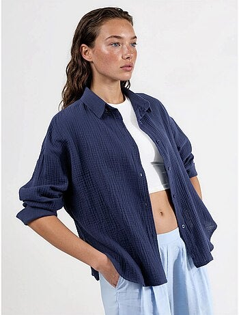 Chemise boutonnée en coton texturé busem