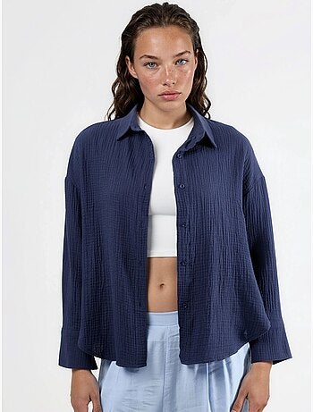 Chemise boutonnée en coton texturé busem