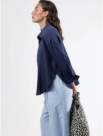 Chemise boutonnée en coton texturé busem