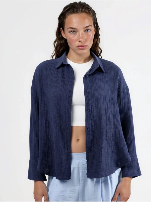 Chemise boutonnée en coton texturé busem - Kiabi Chemise boutonnée en coton texturé busem - Kiabi