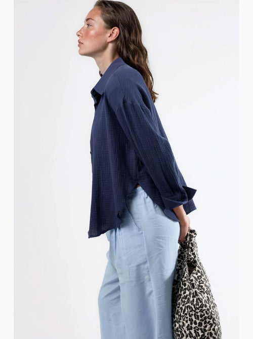 Chemise boutonnée en coton texturé busem - Kiabi Chemise boutonnée en coton texturé busem - Kiabi