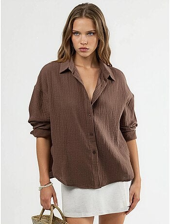 Chemise boutonnée en coton texturé busem