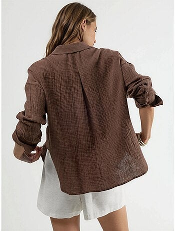 Chemise boutonnée en coton texturé busem
