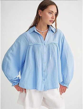 Chemise boutonnée en coton texturé mixray