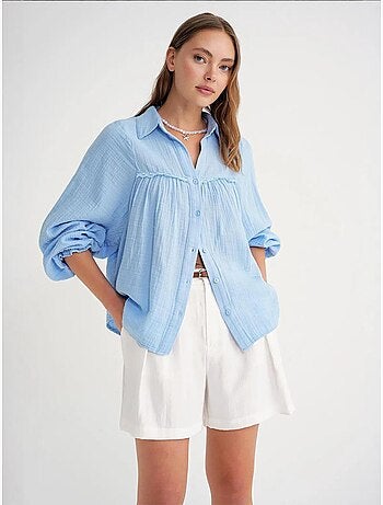 Chemise boutonnée en coton texturé mixray