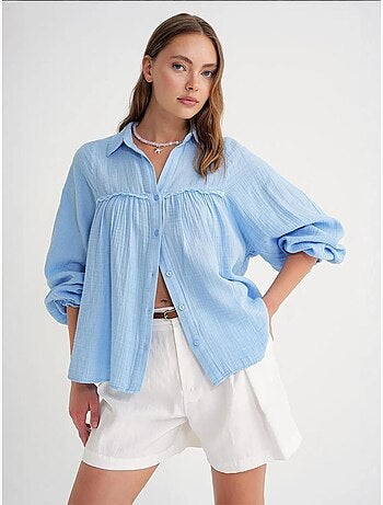 Chemise boutonnée en coton texturé mixray