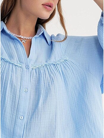 Chemise boutonnée en coton texturé mixray