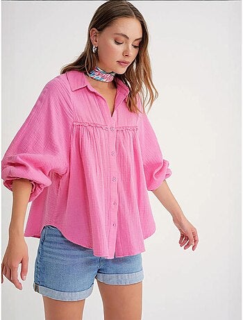 Chemise boutonnée en coton texturé mixray