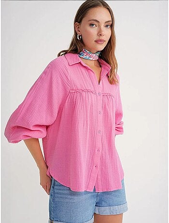 Chemise boutonnée en coton texturé mixray