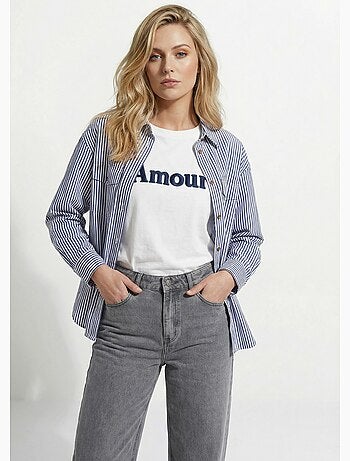 Chemise boutonnée en denim rayé - afibel