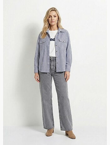 Chemise boutonnée en denim rayé - afibel