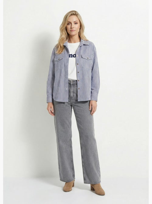 Chemise boutonnée en denim rayé - afibel - Kiabi Chemise boutonnée en denim rayé - afibel - Kiabi