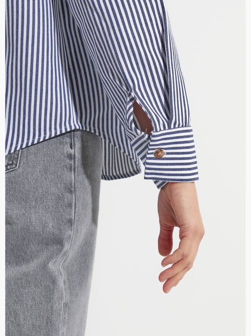 Chemise boutonnée en denim rayé - afibel - Kiabi Chemise boutonnée en denim rayé - afibel - Kiabi