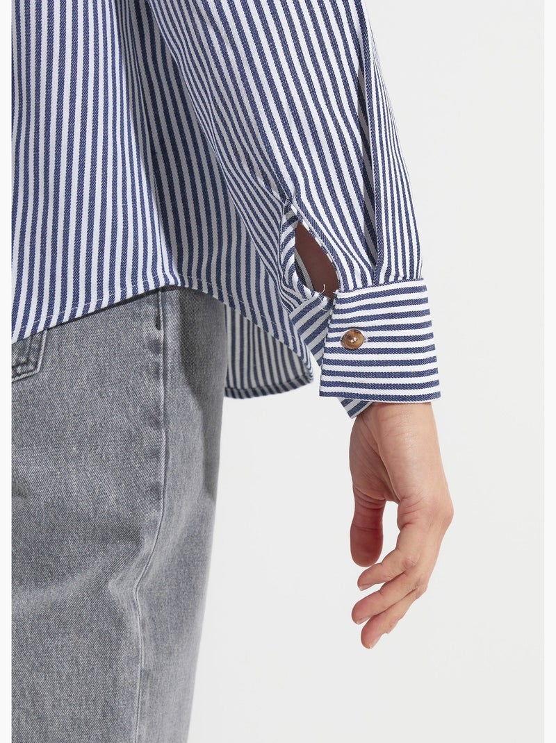 Chemise boutonnée en denim rayé - afibel Bleu - Kiabi
