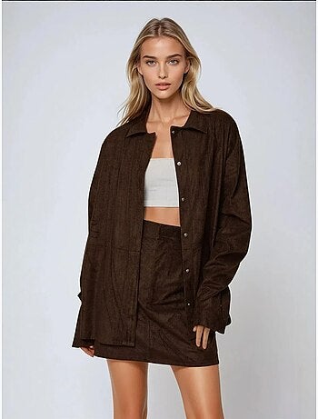 Chemise boutonnée en faux daim