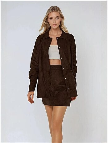 Chemise boutonnée en faux daim