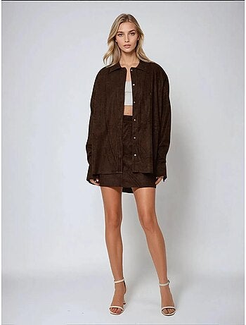 Chemise boutonnée en faux daim