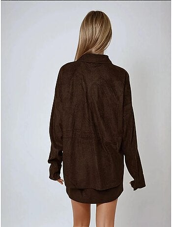 Chemise boutonnée en faux daim