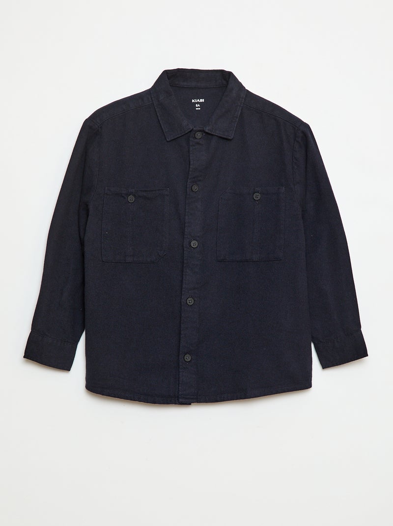 Chemise boutonnée en flanelle Bleu - Kiabi