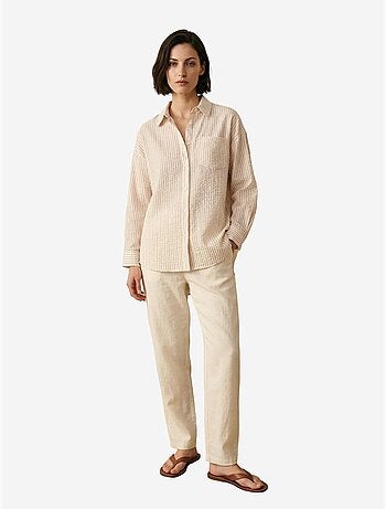 Chemise boutonnée en lin rayé my fashion