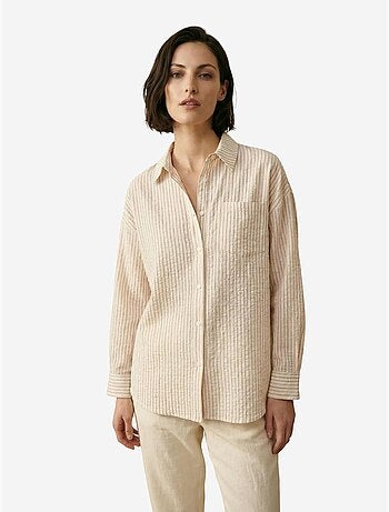 Chemise boutonnée en lin rayé my fashion
