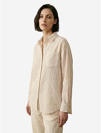 Chemise boutonnée en lin rayé my fashion