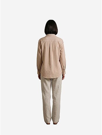 Chemise boutonnée en lin rayé my fashion