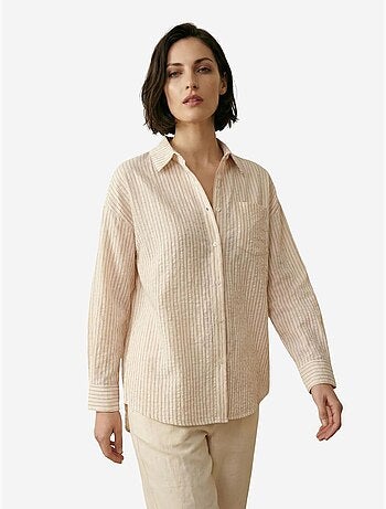 Chemise boutonnée en lin rayé my fashion