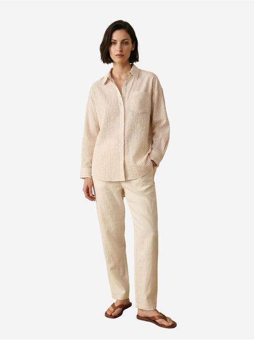 Chemise boutonnée en lin rayé my fashion - Kiabi Chemise boutonnée en lin rayé my fashion - Kiabi