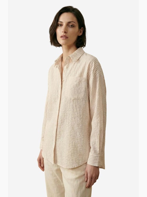 Chemise boutonnée en lin rayé my fashion - Kiabi Chemise boutonnée en lin rayé my fashion - Kiabi