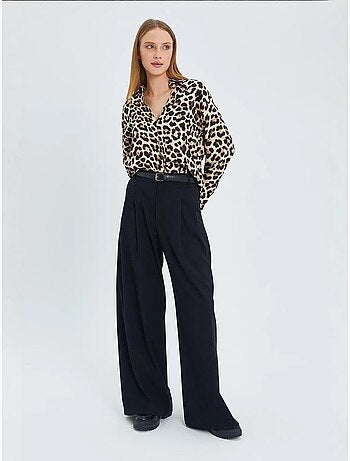 Chemise boutonnée en popeline à imprimé léopard mixray