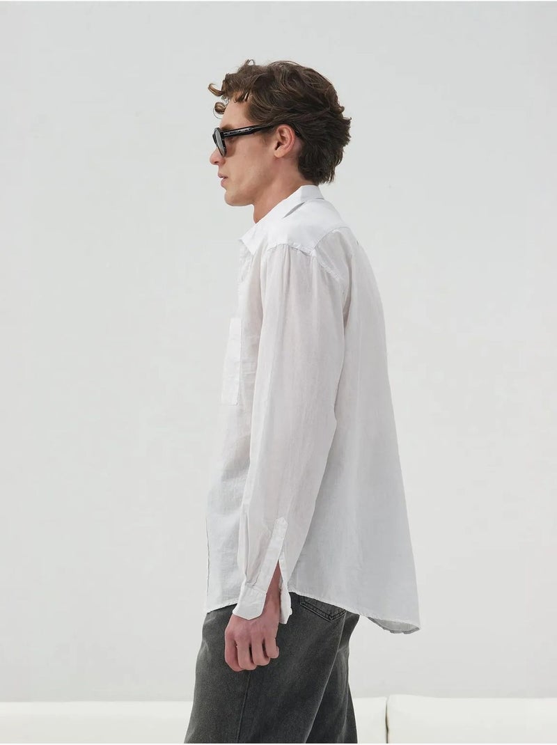 Chemise boutonnée en popeline coupe classique giesto Blanc - Kiabi