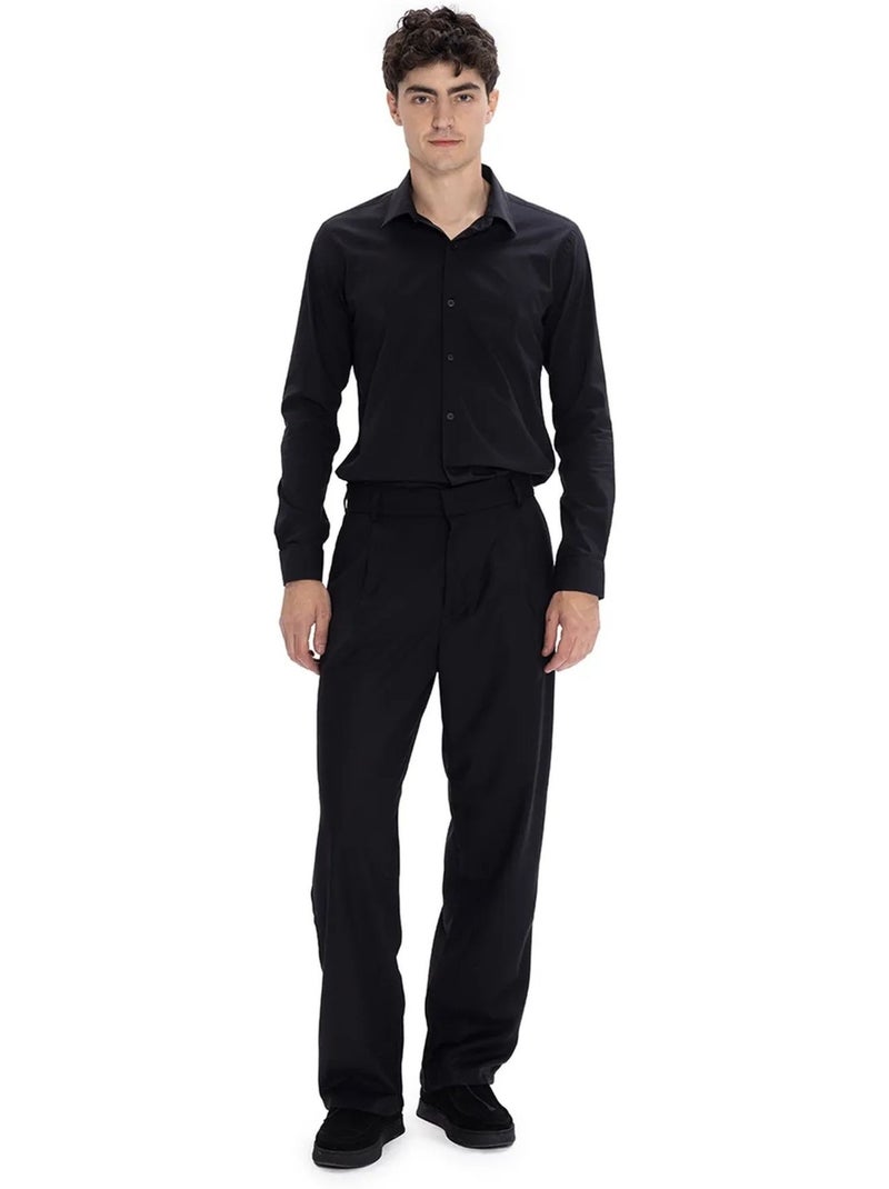 Chemise boutonnée en popeline coupe slim giesto Noir - Kiabi