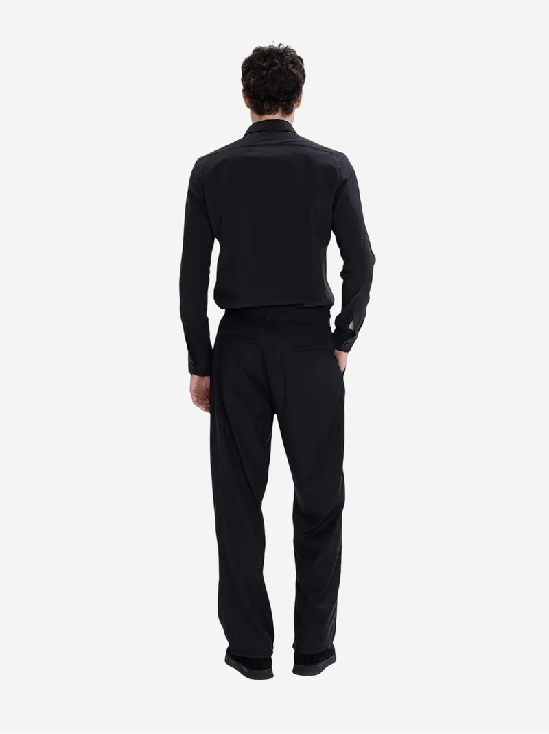 Chemise boutonnée en popeline coupe slim giesto Noir - Kiabi
