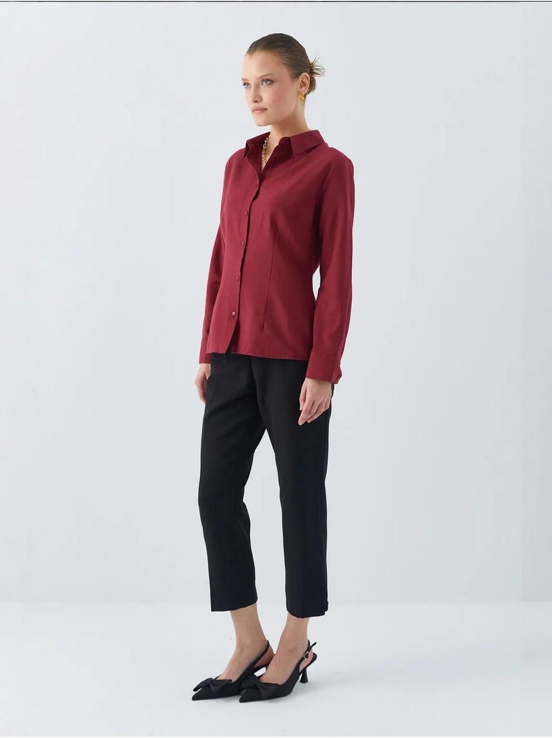 Chemise boutonnée en popeline coupe slim mixray Rouge bordeaux - Kiabi