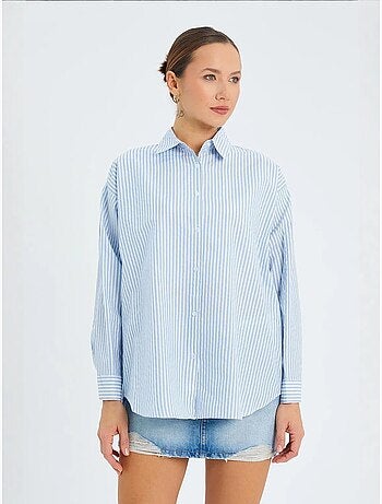 Chemise boutonnée en popeline rayée mixray
