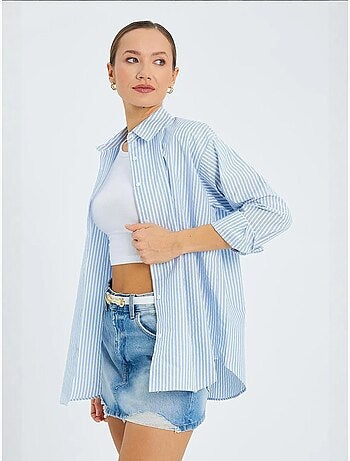 Chemise boutonnée en popeline rayée mixray