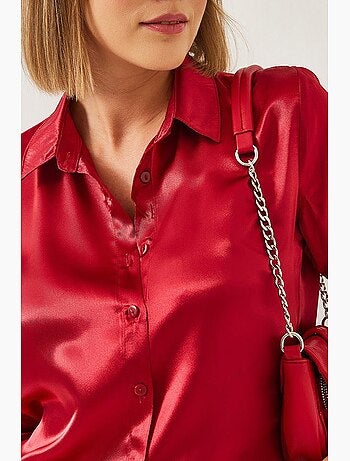 Chemise boutonnée en satin à col chemise lucci