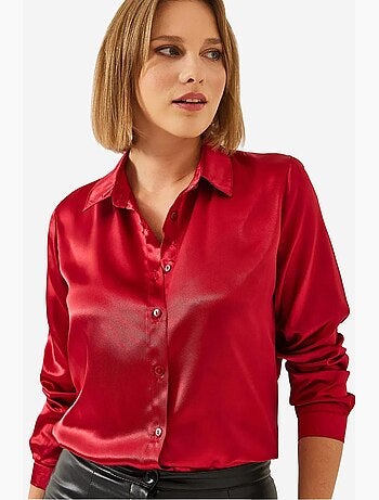 Chemise boutonnée en satin à col chemise lucci