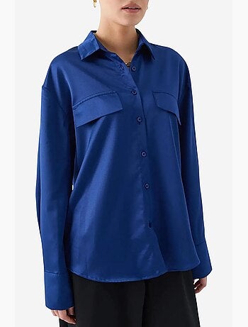Chemise boutonnée en satin avec détail de poche mixray