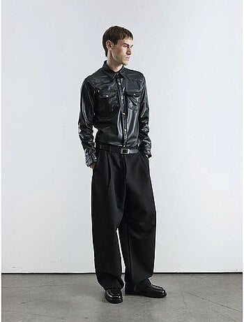 Chemise boutonnée en similicuir avec poche giesto