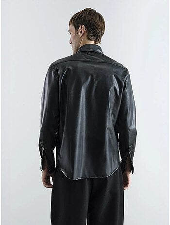 Chemise boutonnée en similicuir avec poche giesto