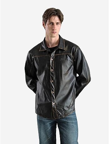 Chemise boutonnée en similicuir coupe classique giesto