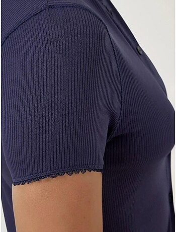 Chemise boutonnée en tricot texturé avec col