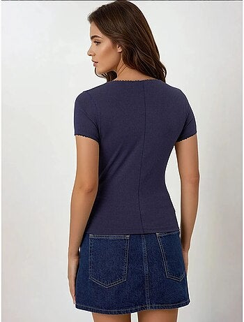 Chemise boutonnée en tricot texturé avec col