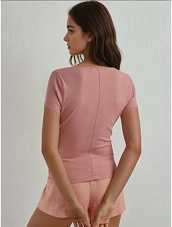 Chemise boutonnée en tricot texturé avec col