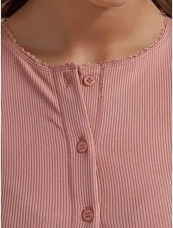 Chemise boutonnée en tricot texturé avec col