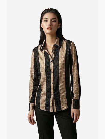Chemise boutonnée en velours tissé à rayures my fashion